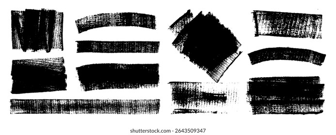 Vector black hand drawn brush stroke, brush, line or texture. Dirty artistic design element, box, frame or background  for text. Halftone texture. Grunge rough edges. 