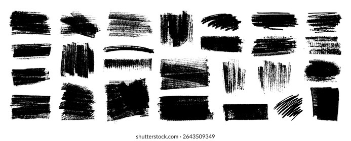 Vector black hand drawn brush stroke, brush, line or texture. Dirty artistic design element, box, frame or background  for text. Halftone texture. Grunge rough edges. 