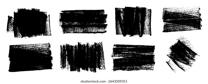 Vector black hand drawn brush stroke, brush, line or texture. Dirty artistic design element, box, frame or background  for text. Halftone texture. Grunge rough edges. 