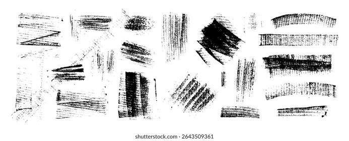 Vector black hand drawn brush stroke, brush, line or texture. Dirty artistic design element, box, frame or background  for text. Halftone texture. Grunge rough edges. 