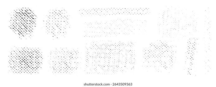 Vector black hand drawn brush stroke, brush, line or texture. Dirty artistic design element, box, frame or background  for text. Halftone texture. Grunge rough edges. 