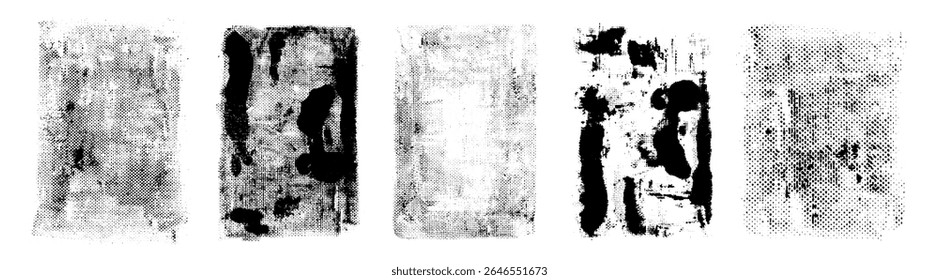 Traçado, pincel, linha ou textura desenhados à mão preto vetorial. Elemento de design artístico, caixa, quadro ou plano de fundo sujo para texto. Textura de meio-tom. Grunge bordas ásperas. Muro velho. Fundo granulado.