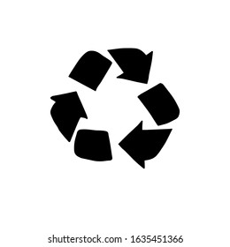 Vector black hand drawn doodle sketch recycle reuse symbol isolated on white background