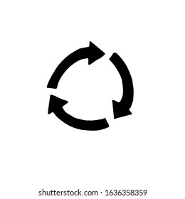 Vector black hand drawn doodle sketch recycle symbol isolated on white background