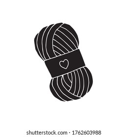 Vector black hand drawn doodle sketch knitting threads isolated on white background