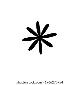 Vector black hand drawn doodle sketch flower silhouette isolated on white background