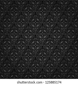 vector black hand drawn seamless repeating floral wallpaper