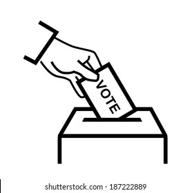 Vector Black Hand Putting A Voting Ballot On White