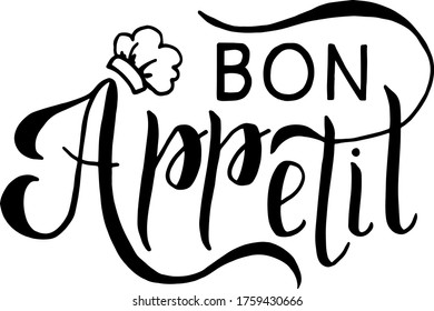 vector black hand-drawn lettering Bon appetit on a white background

