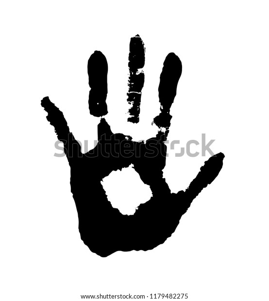 Vector Black Handprint Isolated On White Background For Art Detst