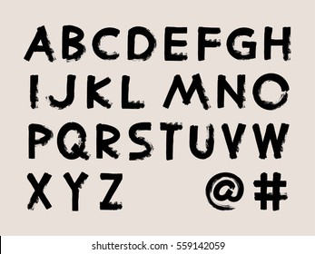 Vector Black Handwritten Alphabets Font - Illustration
