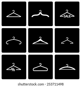 Vector black hanger icon set on black background
