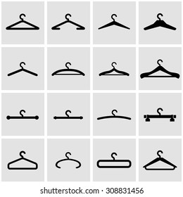 Vector black hanger icon set. 