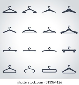 Vector black hanger icon set.