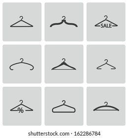 Vector black hanger icons set