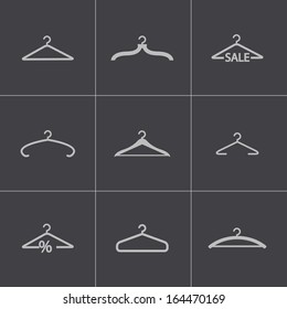 Vector black hanger icons set