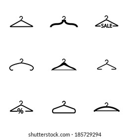 Vector black hanger icons set on white background