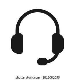 Icono de audífono negro vector para escuchar música y para hablar en presentaciones