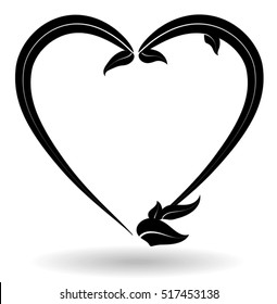 Vector black heart on a white background.