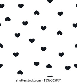 vector black heart seamless pattern background