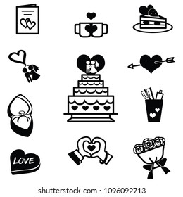 Vector black hearts icons se ton a white background.Simple pictograms pack. 