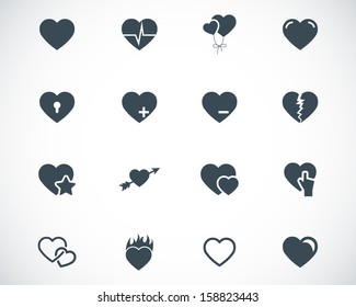 Vector black hearts icons set