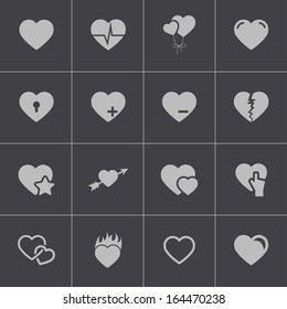 Vector black hearts icons set