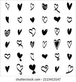 Vector Black Hearts Set Hand Drawn Stock Vector (Royalty Free ...