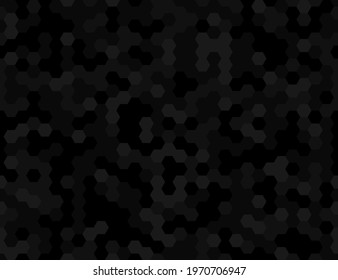 Vector black hex pattern on dark background. Wallpaper seamless texture. Premium silk hexagonal cloth design. Web page fill or wrapping paper