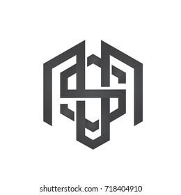 Vector Black Hexagon Initial M S Logo