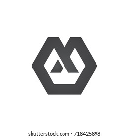 Vector Black Hexagon Letter M Loop Logo