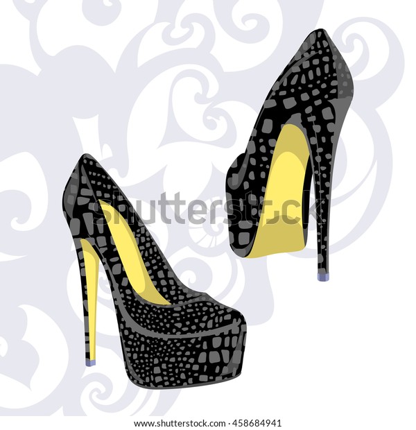 yellow and black high heels