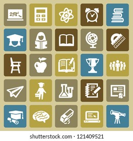 Vector Black Higher Education Icons Set On Color