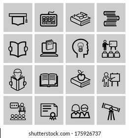 Vector Black Higher Education Icons