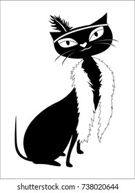 Vector black high-toned cat art