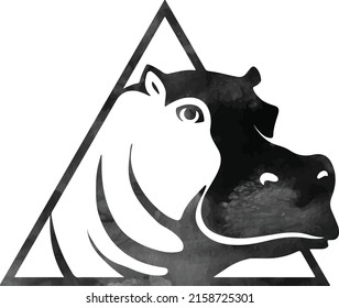 A vector of a black hippopotamus on the white background