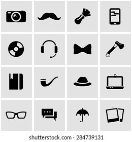 Vector black hipster icon set.