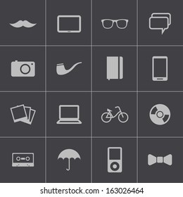 Vector black  hipster icons set