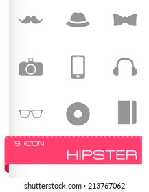 Vector black hipster icons set on white background