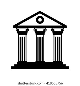 Vector black historical building icon on white background. Museum building icon. 