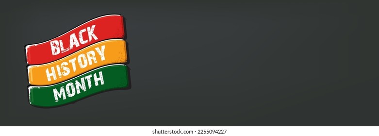 Vector black history month horizontal banner or label isolated on grey background. Black history month sticker and poster design template