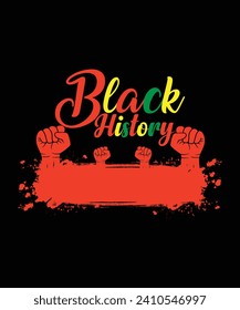 Vector Black History Tshirt Design in Black Background, Black History Typography Black Month