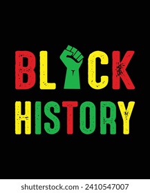 Vector Black History Tshirt Design in Black Background, Black History Typography Black Month