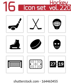 Vector black hockey icons set