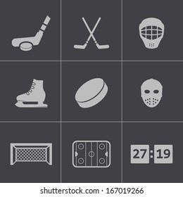 Vector black hockey icons set