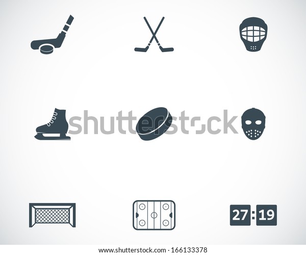 Vector Black Hockey Icons Set Stock Vector (Royalty Free) 166133378