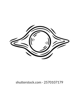 Vector black hole illustration. Doodle hand draw space element isolated on white.