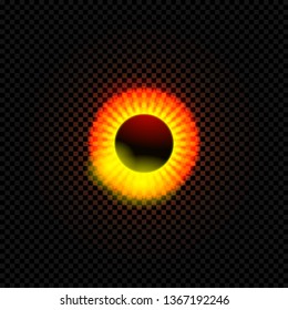 Vector Black Hole Isolated on Dark Background, Shiny Ilustration, Black Circle and Red Glowing.