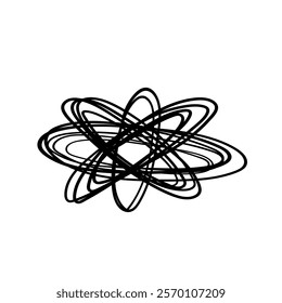 Vector black hole spiral isolated on white background. Doodle hand drawn simple illustration of space element.