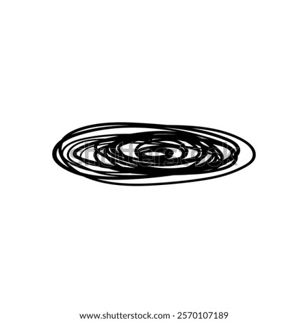 Vector black hole spiral isolated on white background. Doodle hand drawn simple illustration of space element.